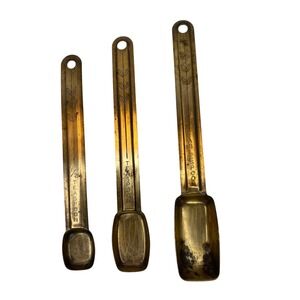 Vintage Brass Measuring Spoons Set of‎ 3 Gold Tone Decor Kitchen